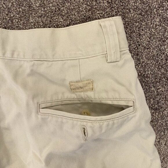 Polo Ralph Lauren Men's Chino Shorts Size 32 Ivory Cotton 8" Inseam Pockets EUC - Picture 9 of 16
